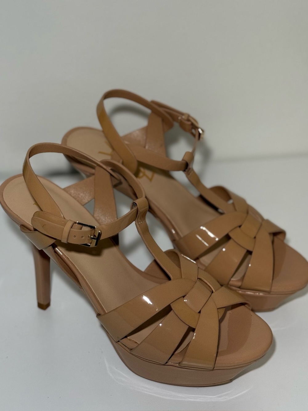 YSL Tribute Beige Nude heels platform Size 6 Woman NWOT New